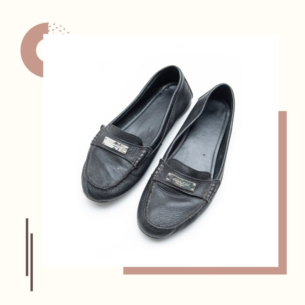 Coach Black Leather Loafers "Frederica"